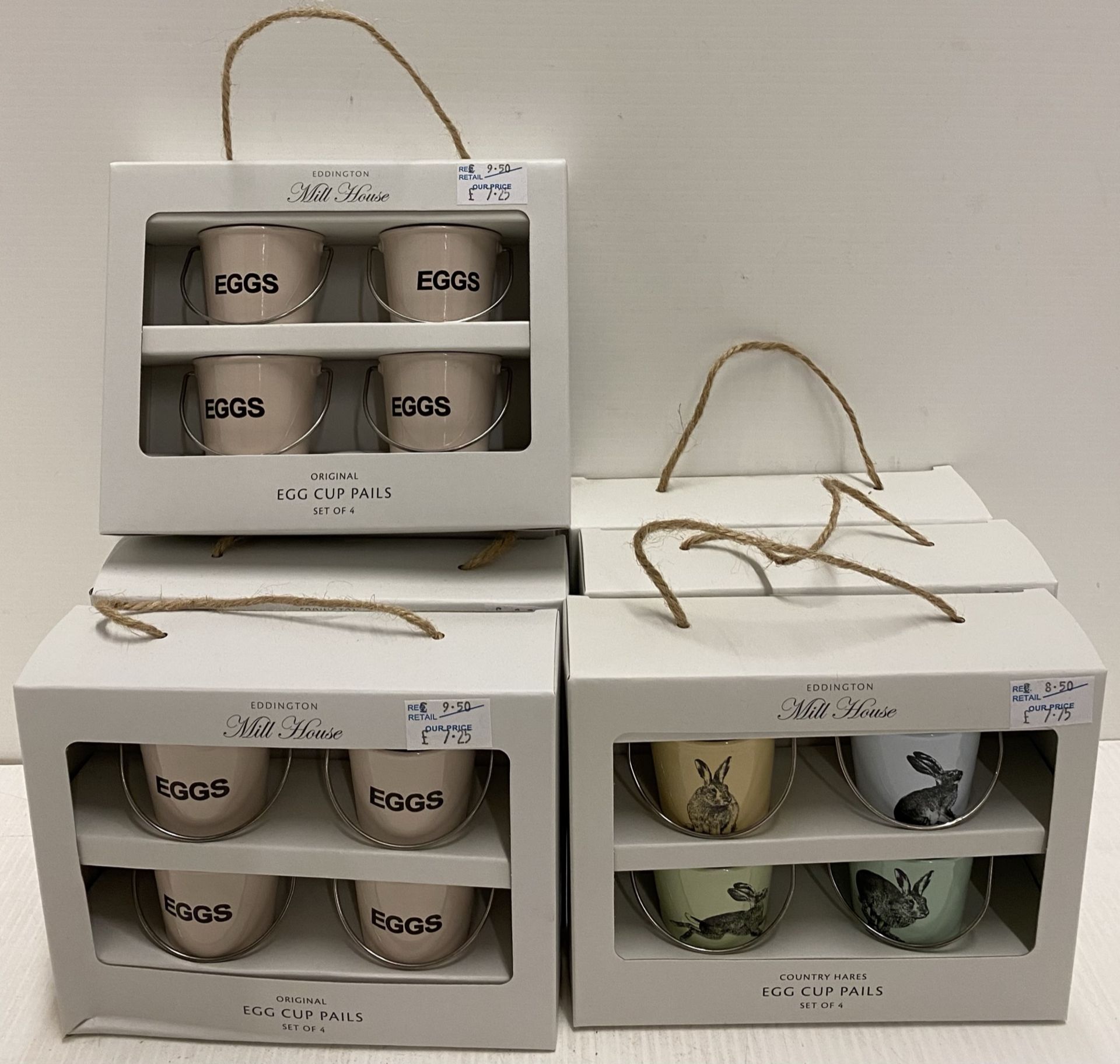 7 x Eddingtons Millhouse sets of 4 egg cup pails