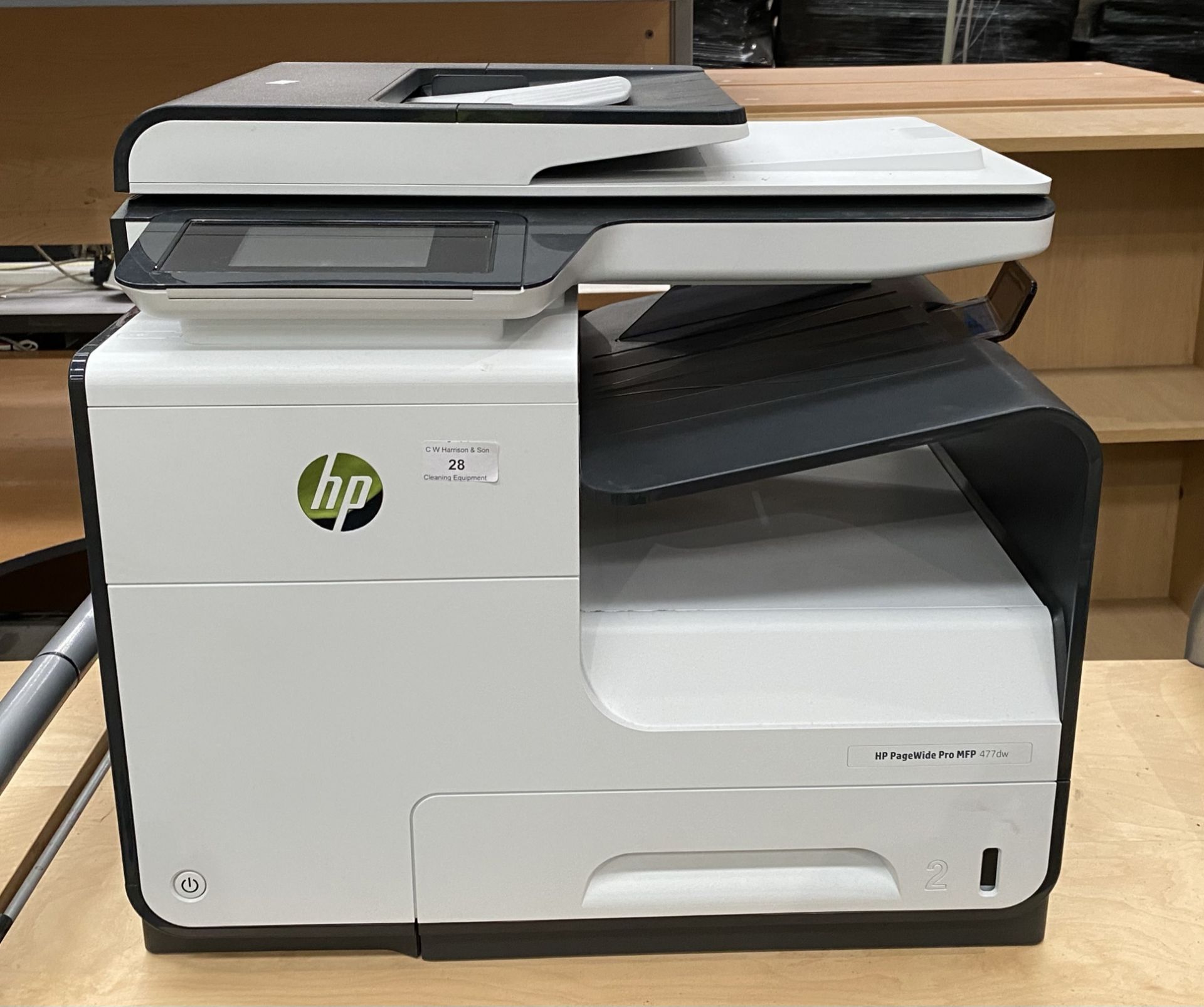 An HP PageWide Pro MFP477dw printer (now with lead and PAT tested)