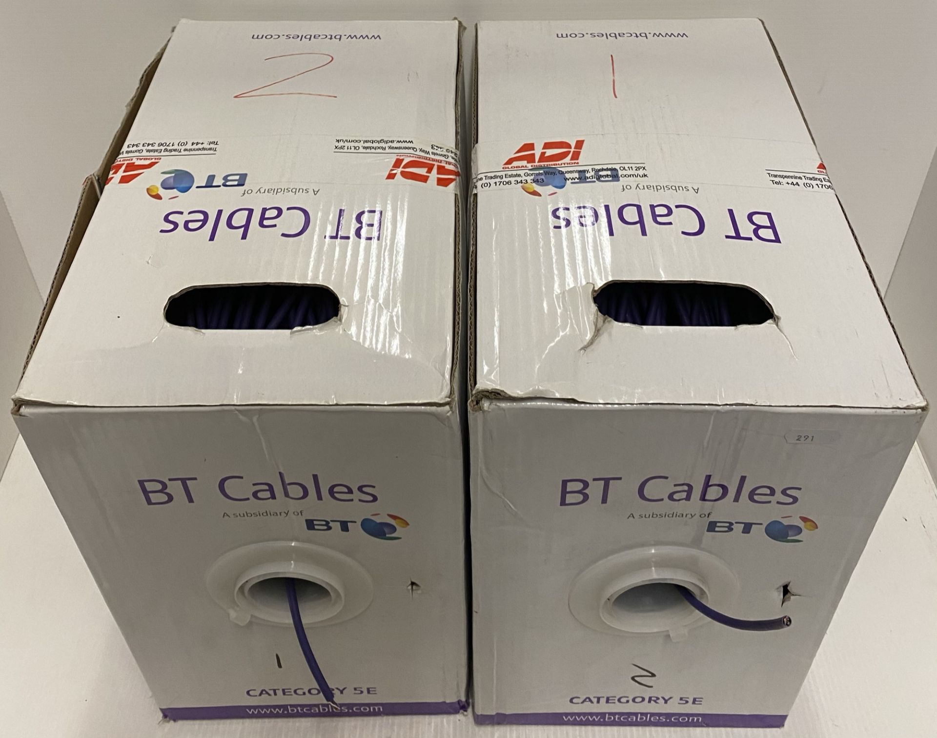 2 x large boxes of BT CAT 5e cable