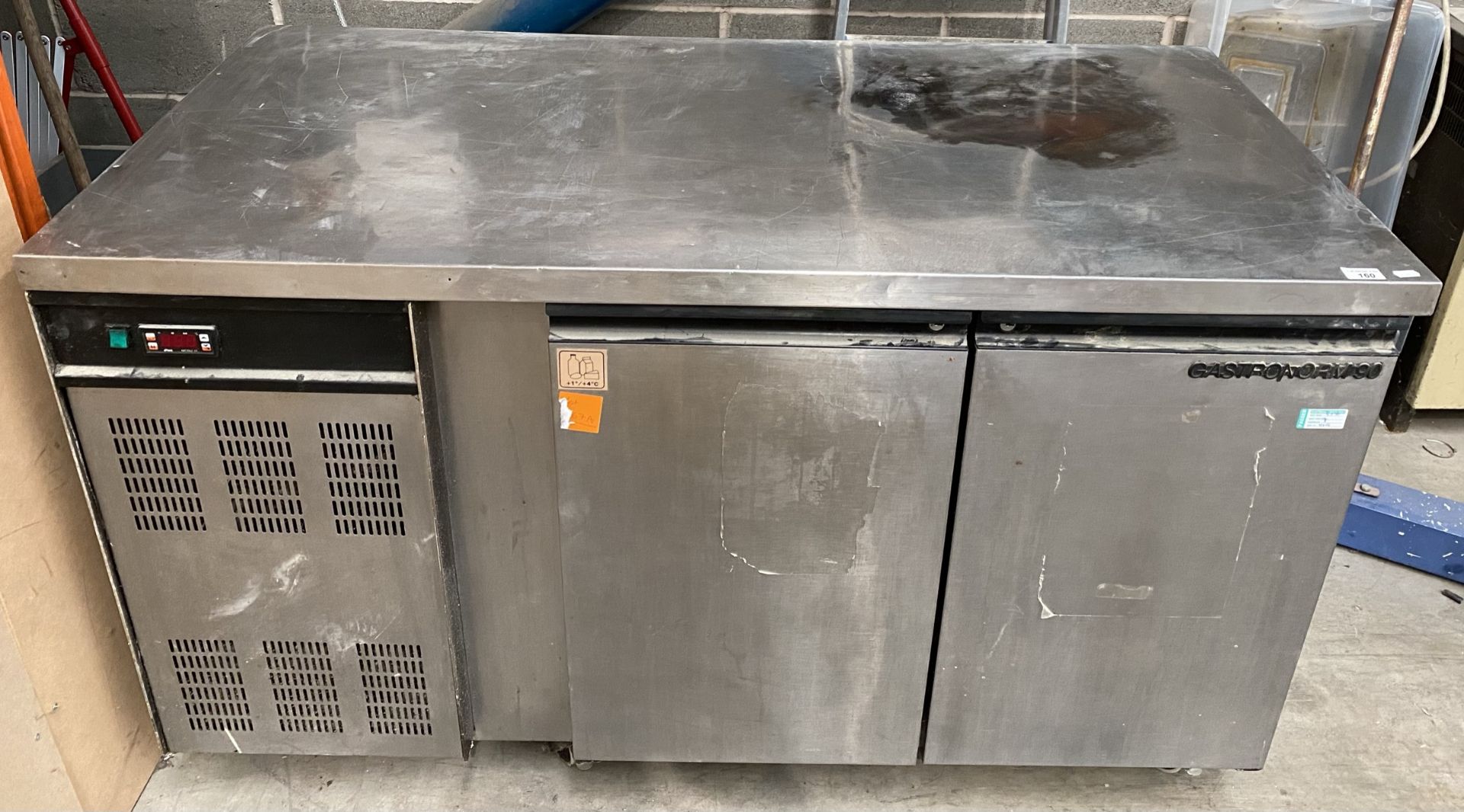 A Gastronorm 90 stainless steel cased two door refrigeration cabinet,