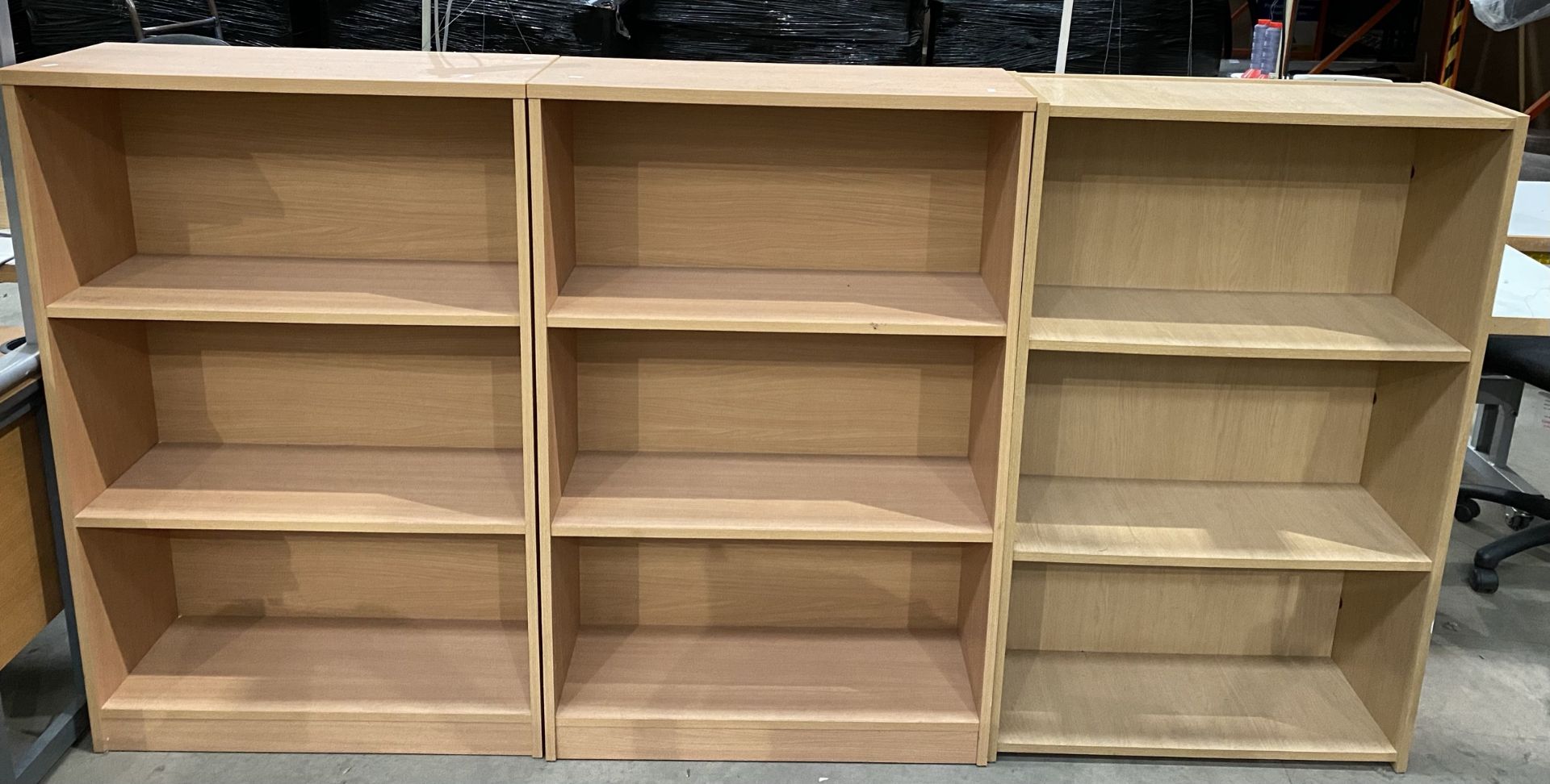 3 x 3 shelf oak effect bookcases