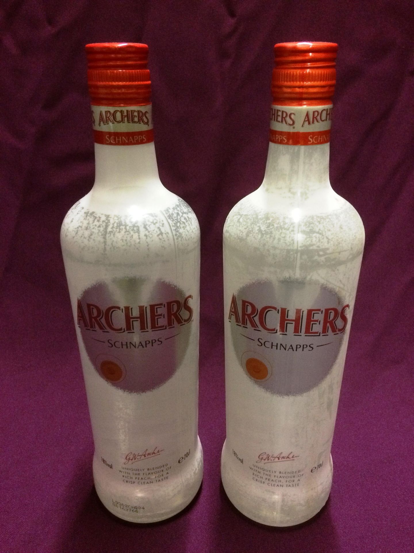 2 x 70cl bottles of Archers Schnapps