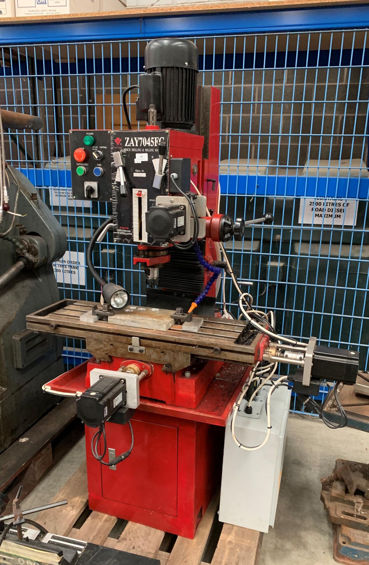 A Zay 7045FG Bench Drilling and Milling machine - 240v S/N 2949 complete with a box of tooling *** - Image 2 of 3