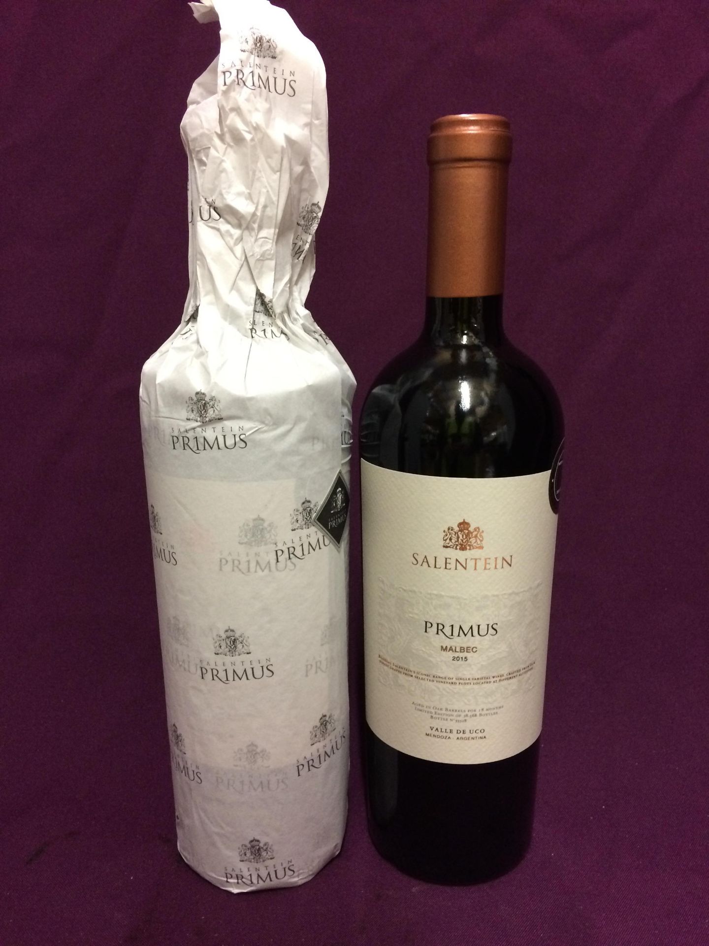 2 x 750ml bottles of Salentein Primus 2015 Malbec Valle De Uco,