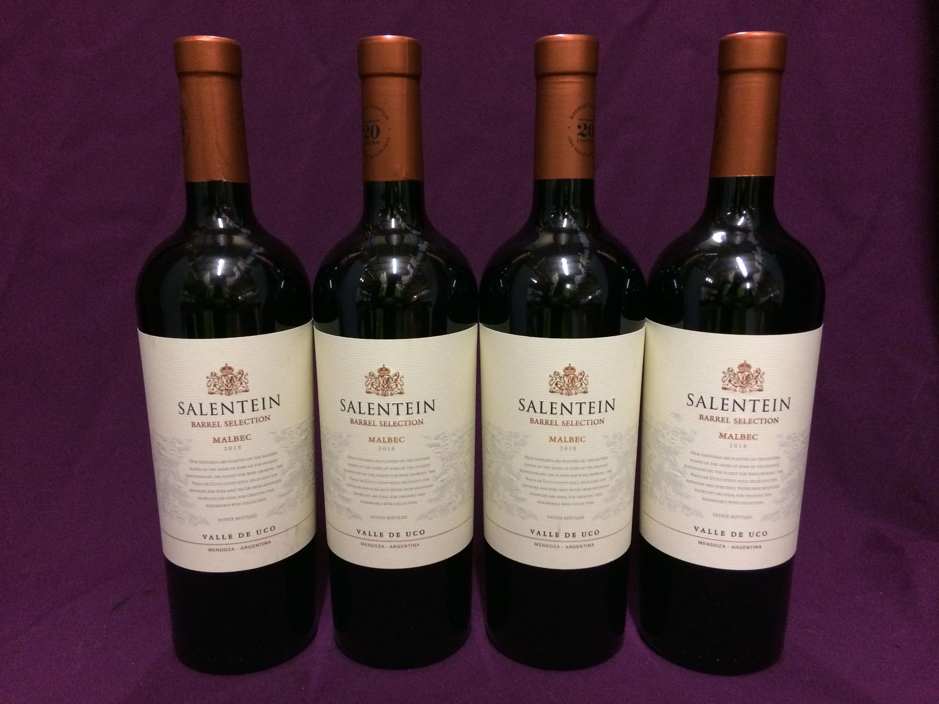 4 x 750ml bottles of Salentein Barrei Selection 2018 Malbec Valle De Uco Argentina