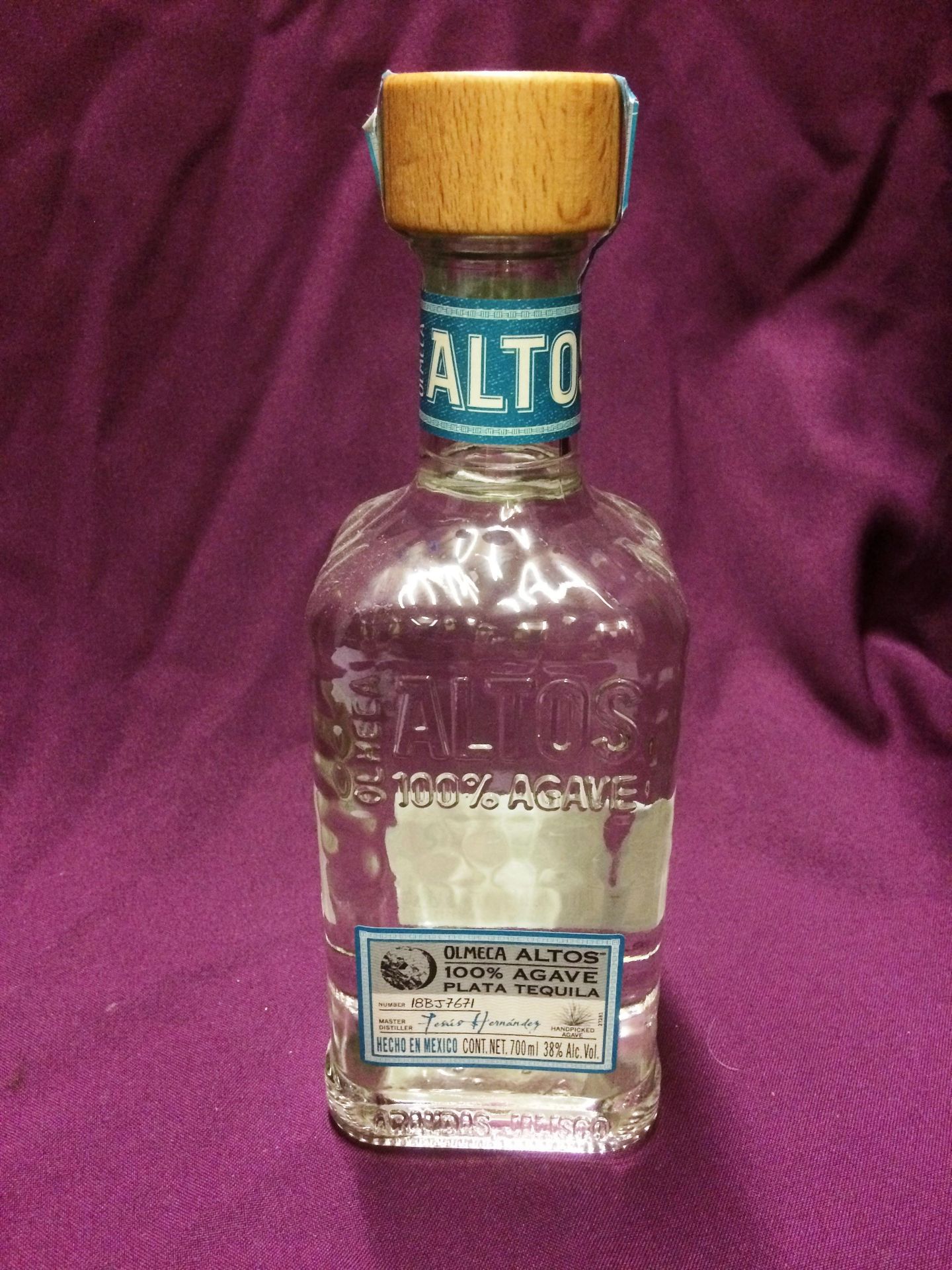 700ml bottle of Olmeca Altos Agave Plata Tequila