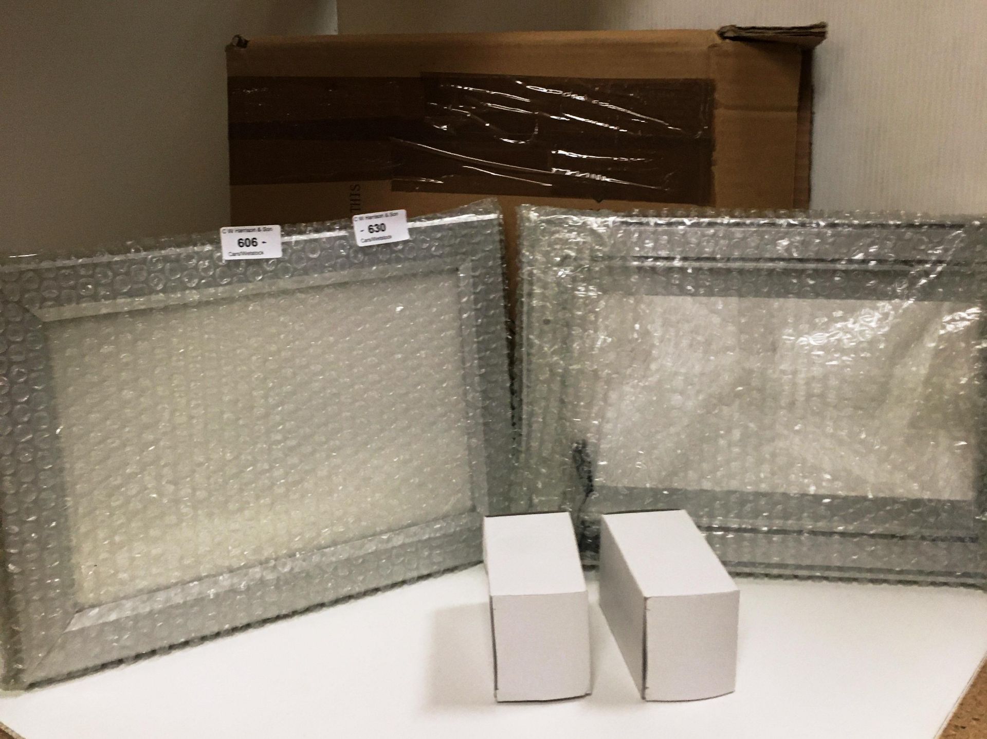 Two illuminated LED light snap frame boxes size A3 complete with 240v transformers with GB adapters