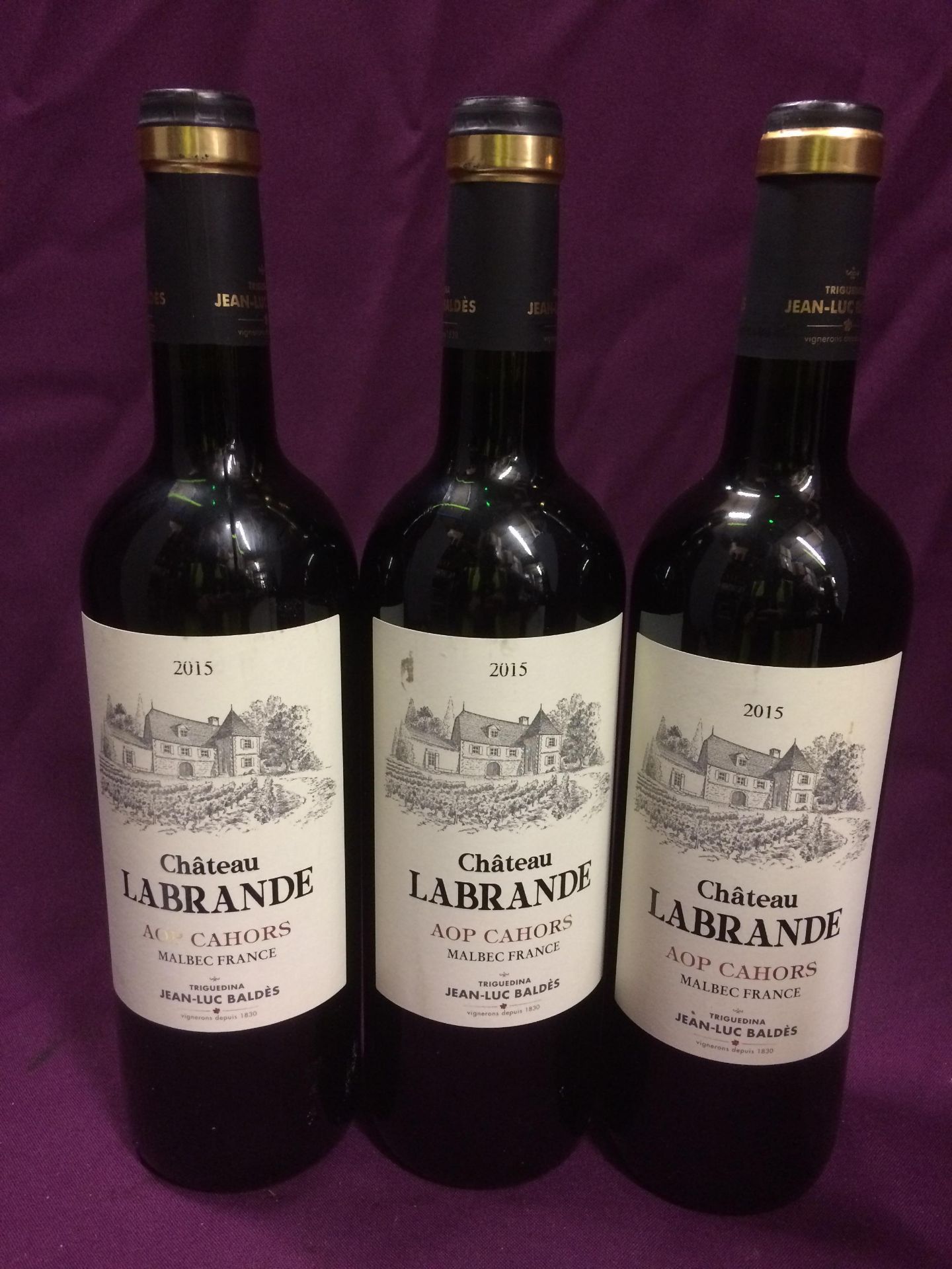 3 x 75cl bottles of Chateau Labronde AOP Cahors Malbec France 2015