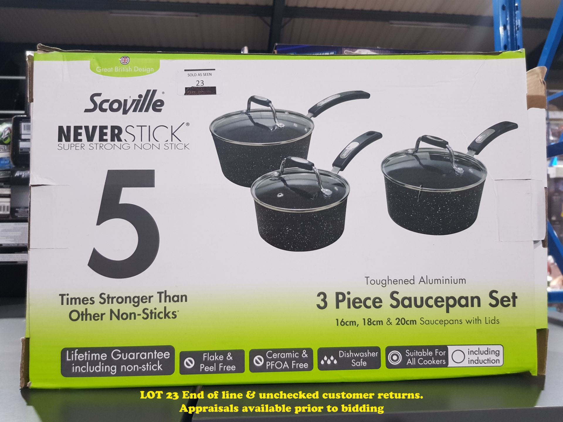 1 X SCOVILLE NEVERSTICK 3 PIECE SAUCEPAN