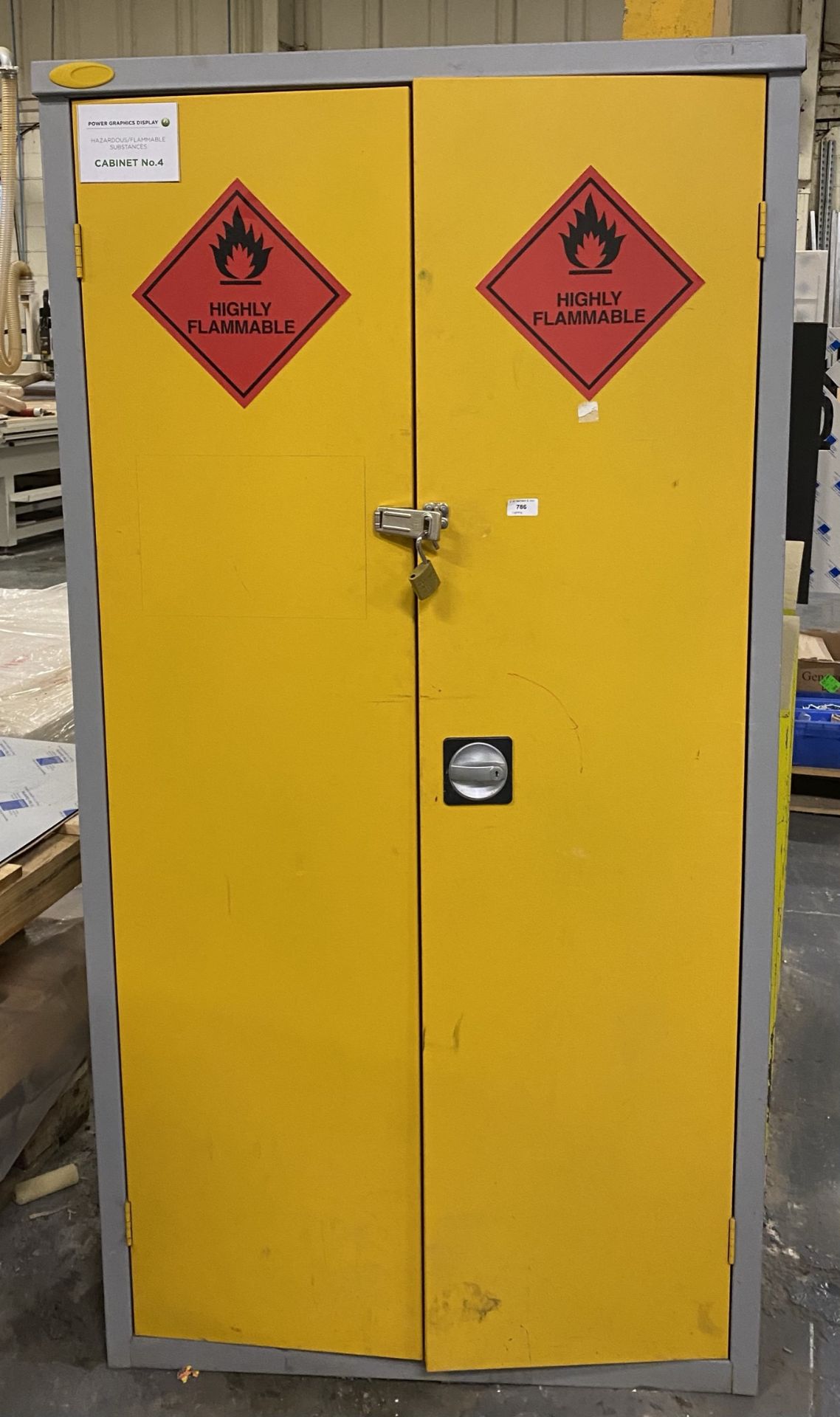 2 door yellow metal 180cm hazard cabinet