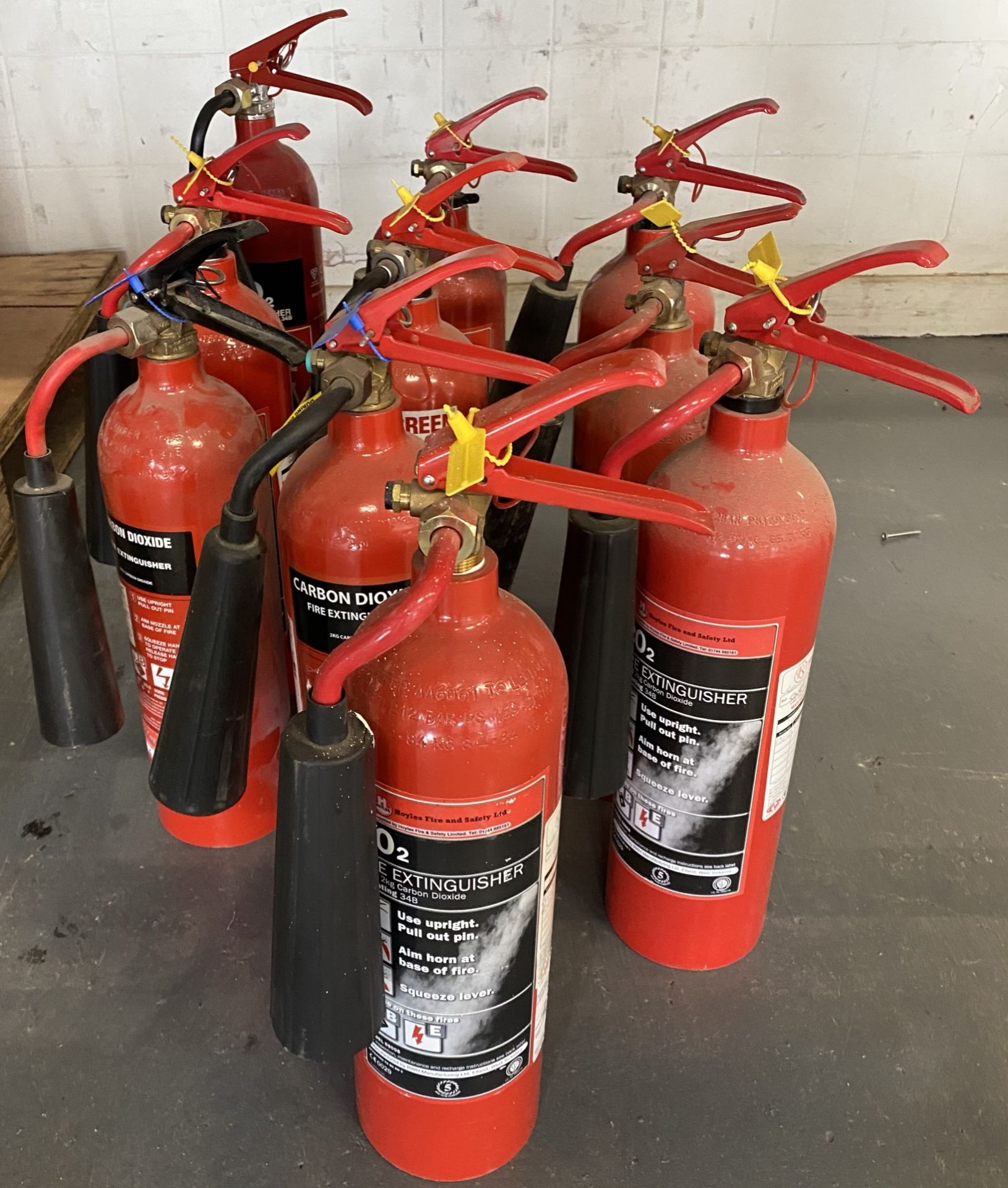 10 x assorted CO2 fire extinguishers