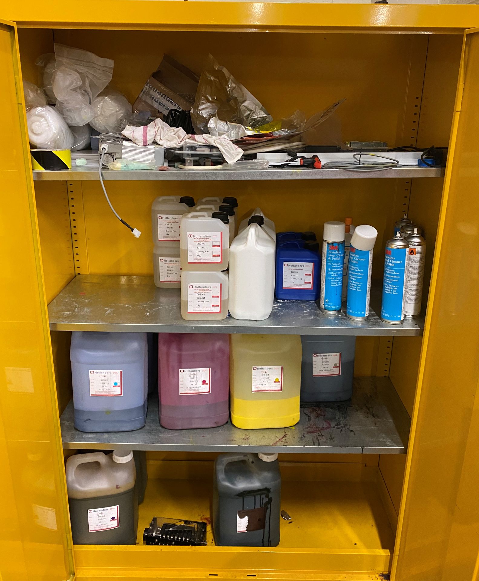 A 2 door yellow hazardous substances cabinet and contents - 180cm x 120cm - Image 2 of 2