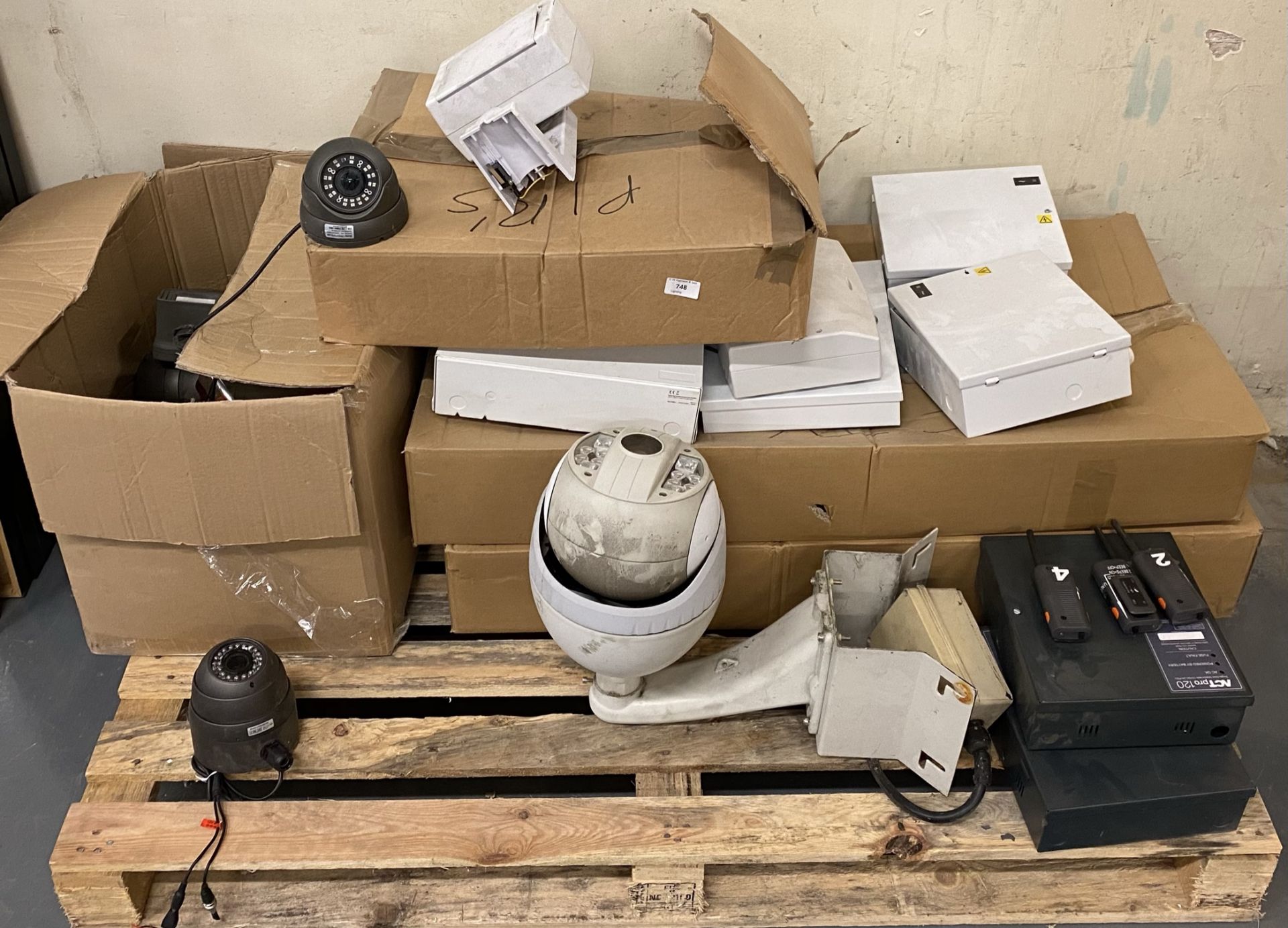 Contents to pallet - security cameras, j