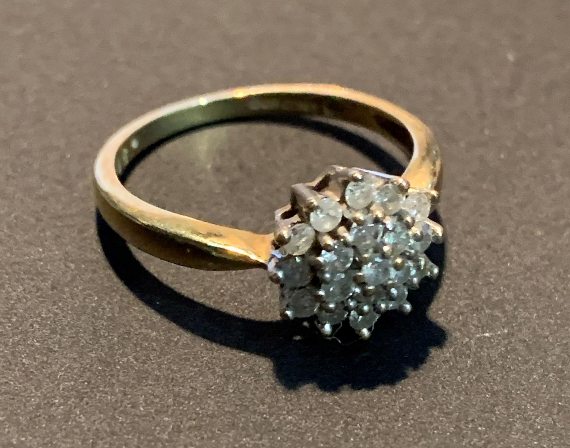 An 18ct gold diamond cluster ring, size O, total approximate weight 3. - Image 2 of 2