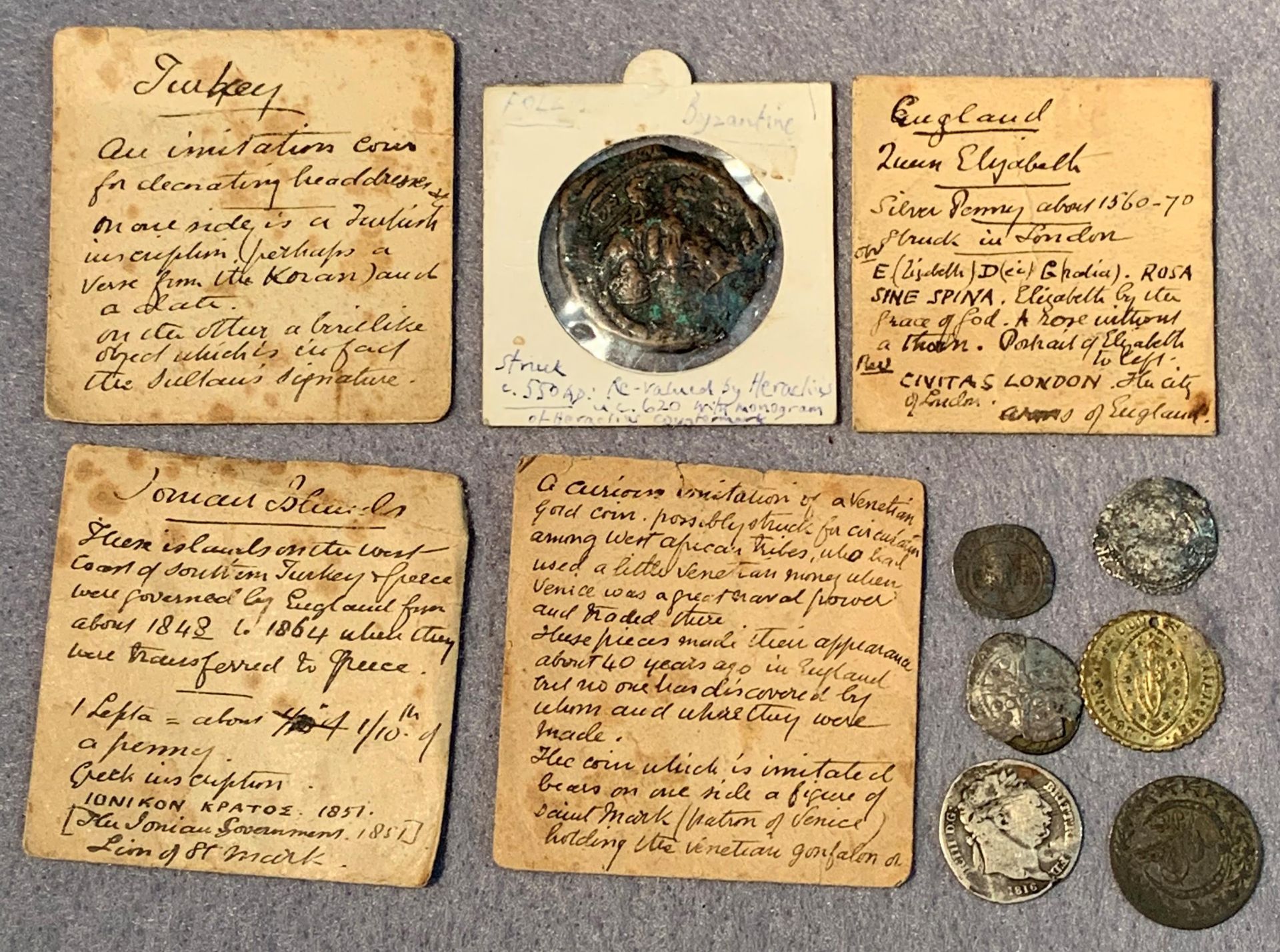 Contents to tin - nine various hammered and milled coins, James VI of Scotland, etc.
