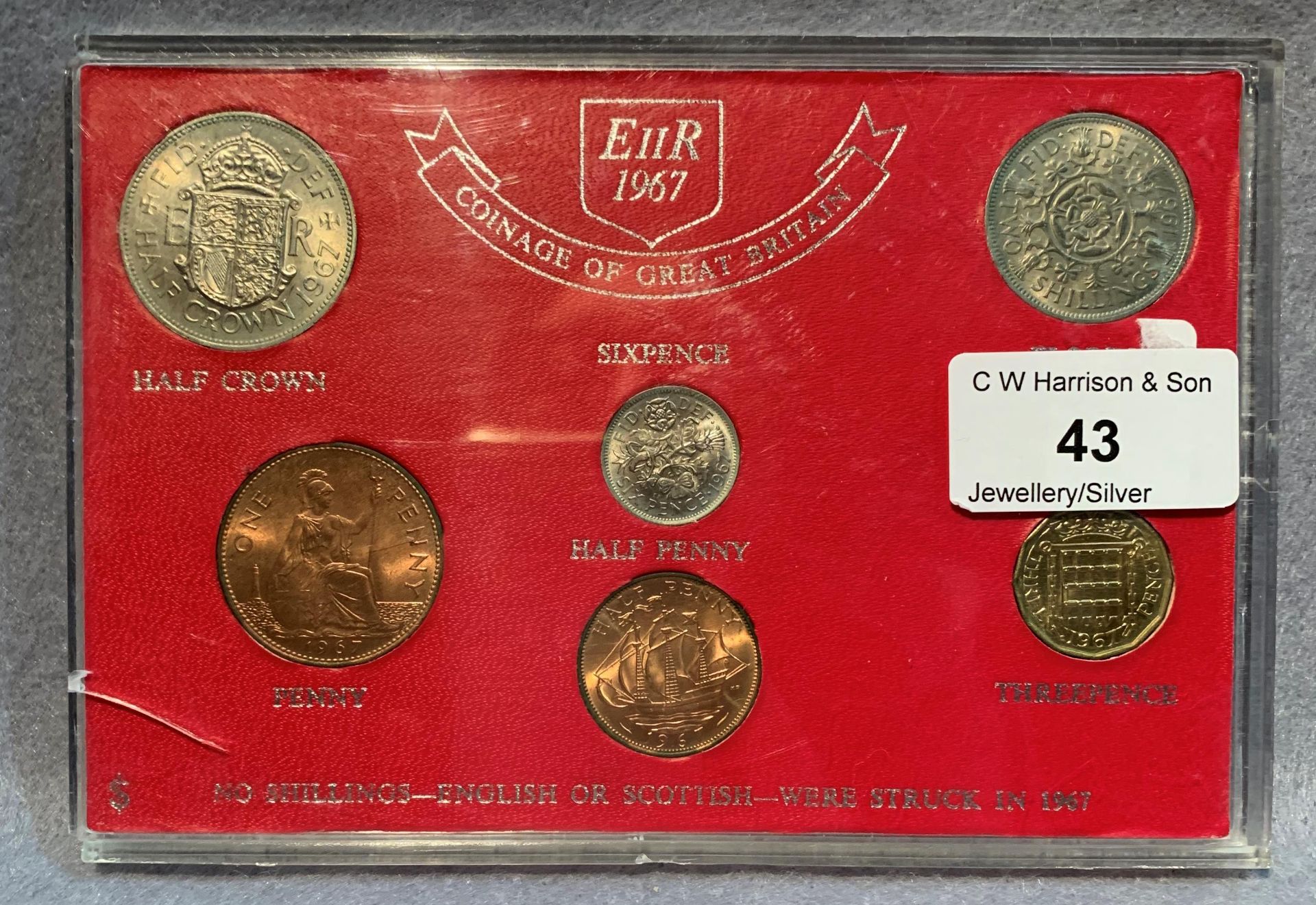An EIIR 1967 Coinage of Great Britain set in case