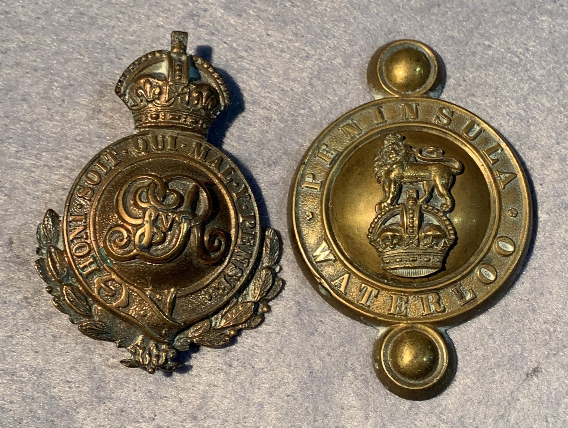 Two large badges - Household Battalion and Peninsula Waterloo