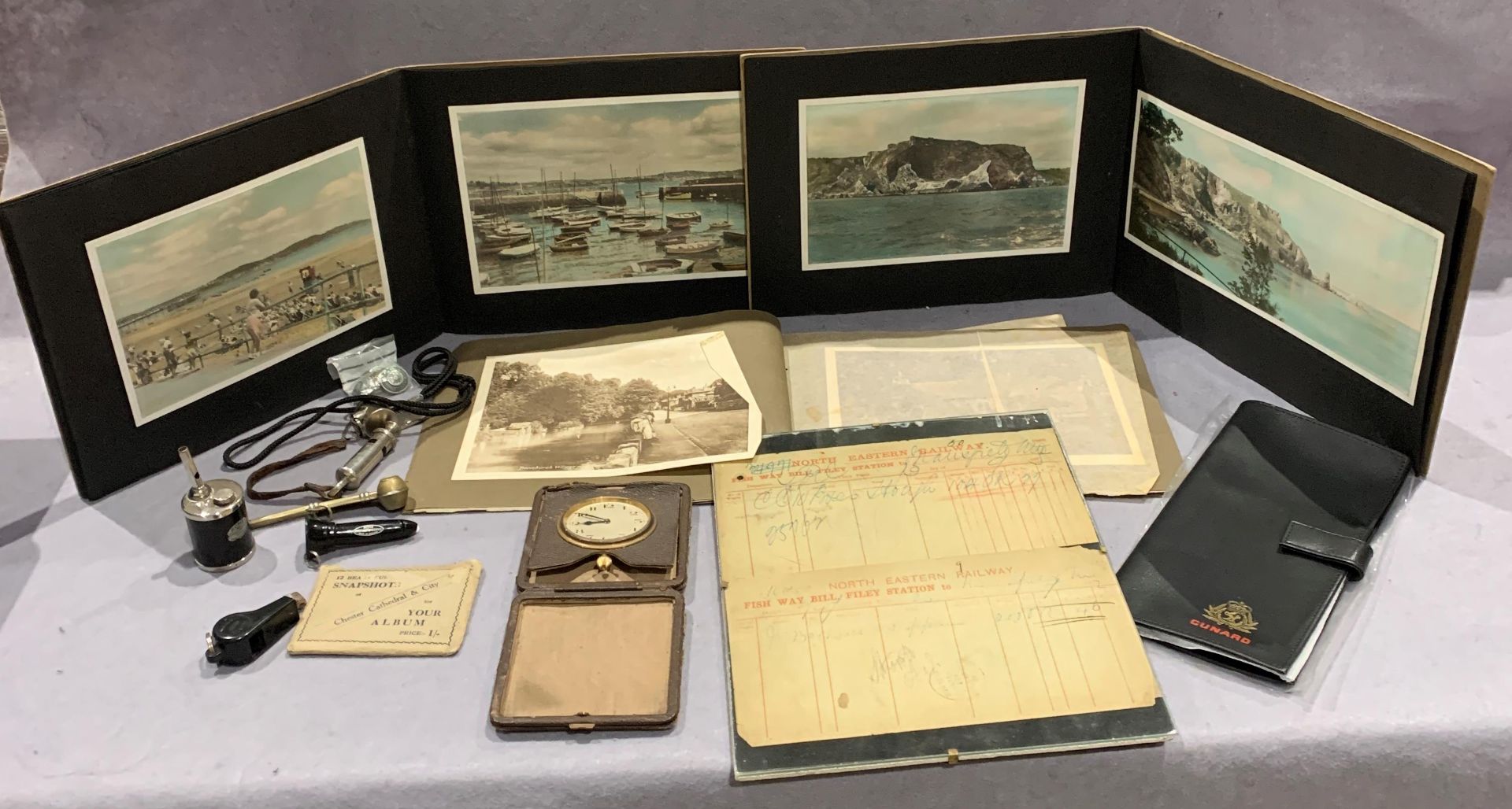 Two framed North Eastern Railway Fish Weigh Bills from Filey Station, Isle of Wight,