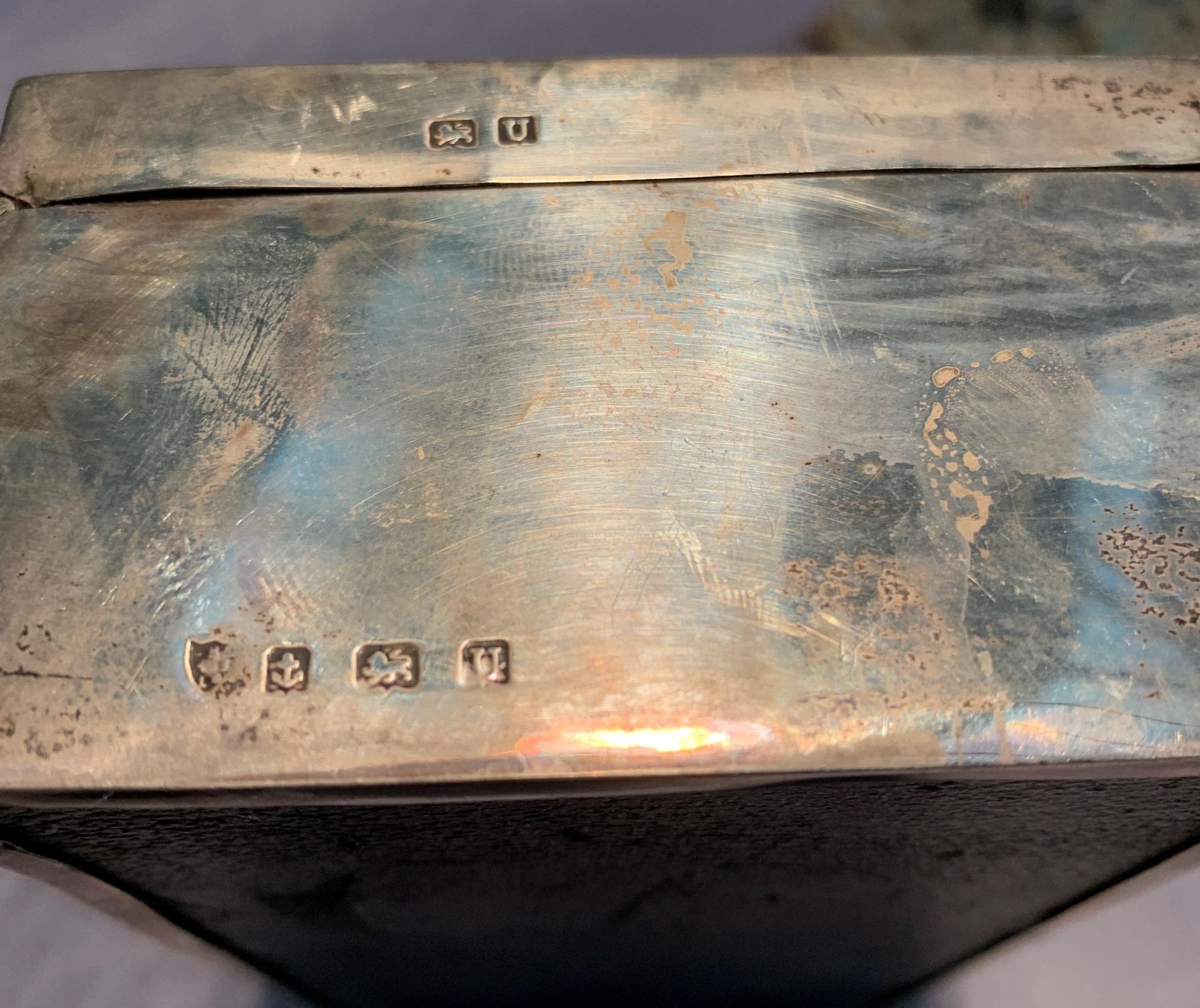 A silver presentation cigarette box with wood lined interior, inscribed 767 Squadron 6.1. - Image 2 of 2