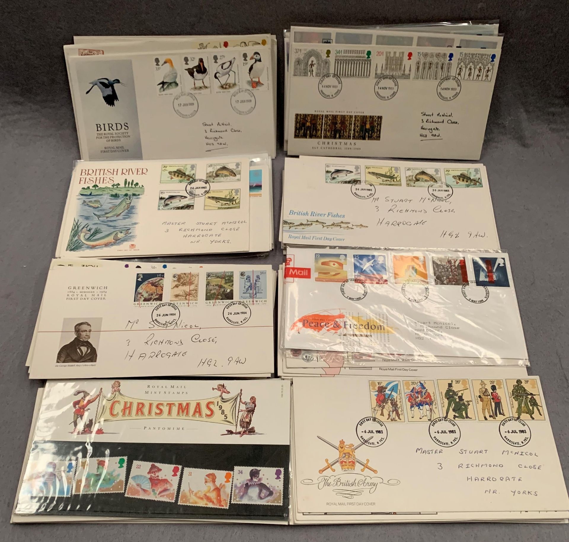 Contents to tray - 88 Royal Mail First Day Covers, all 1980s,