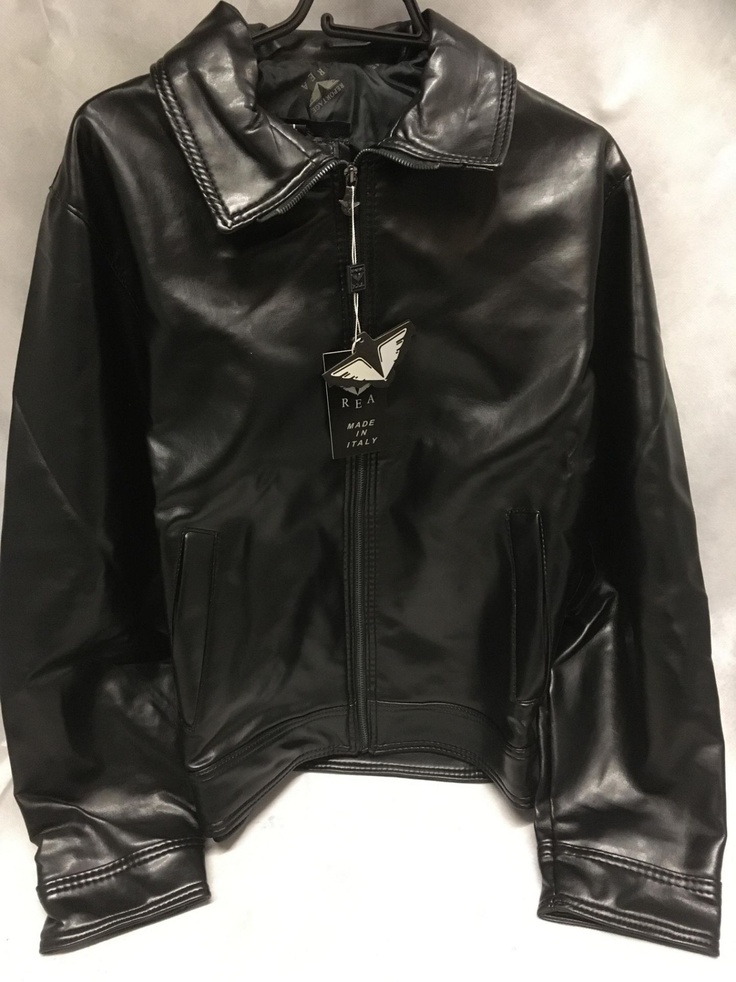 A REA Reportage gentleman's black leather effect jacket - size L