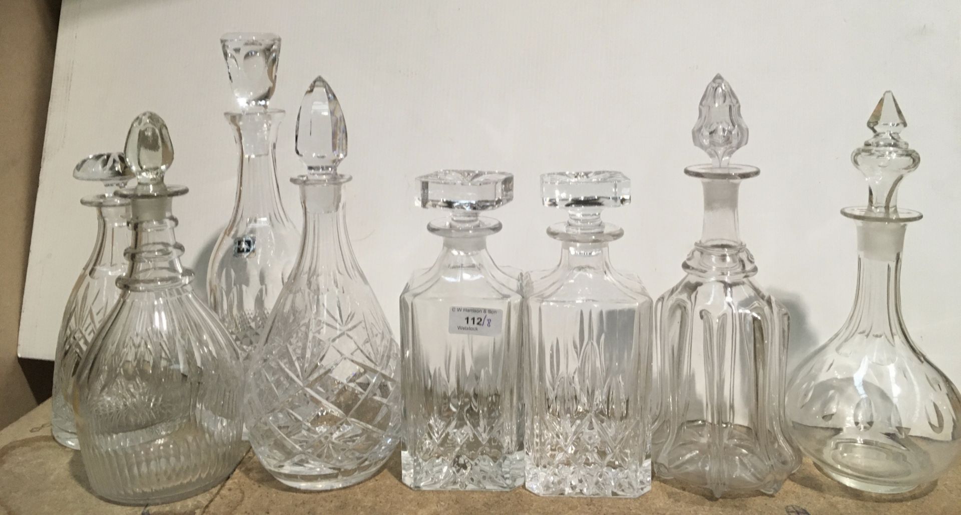 8 x various glass decanters