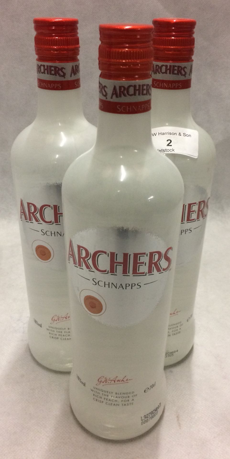 3 x 70cl bottles of Archers Schnapps