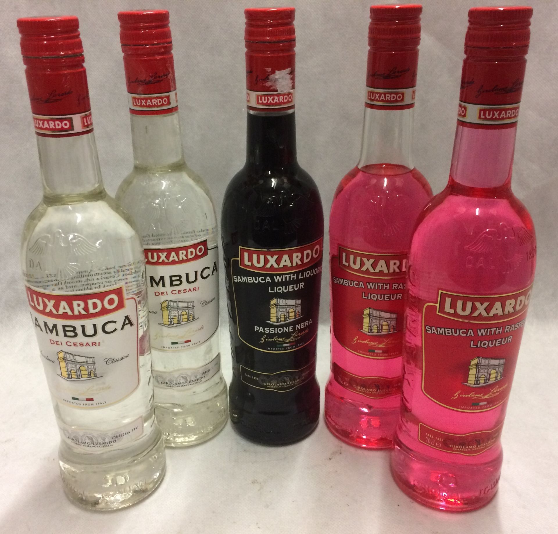 5 x 70cl bottles of Luxardo Sambucca - r