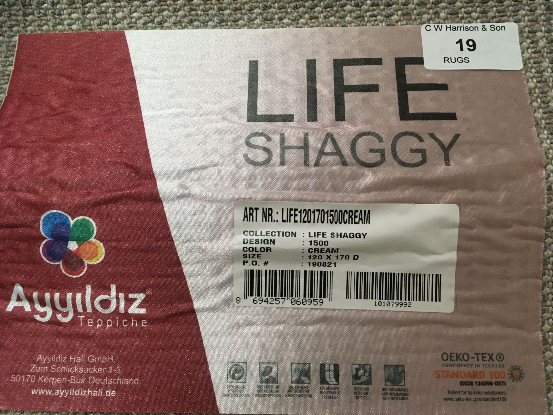 A Life Shaggy 1500 cream rug - 120cm x 1 - Image 2 of 2