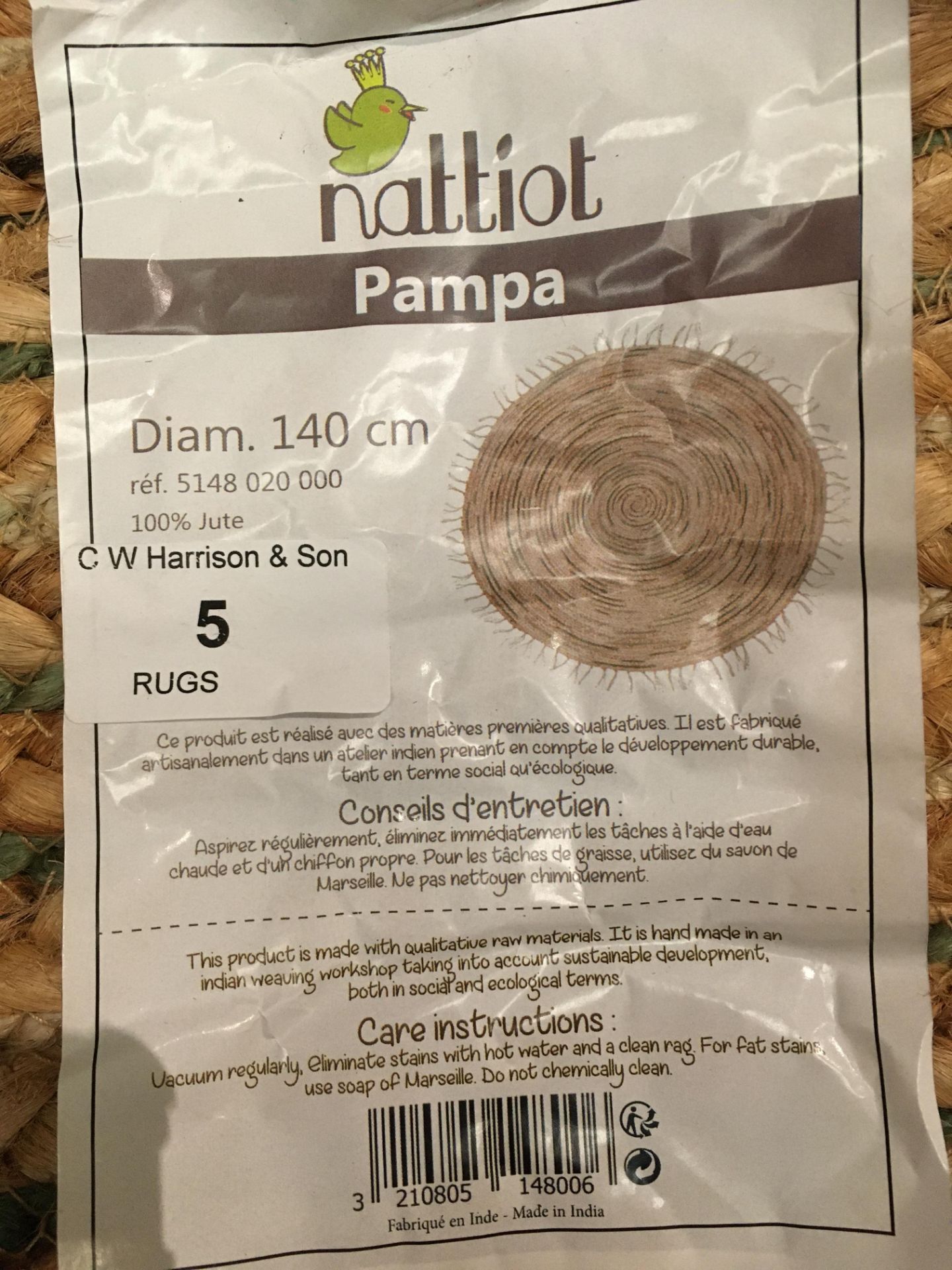 A Nattiot Pampa circular 100% jute rug - - Image 2 of 2