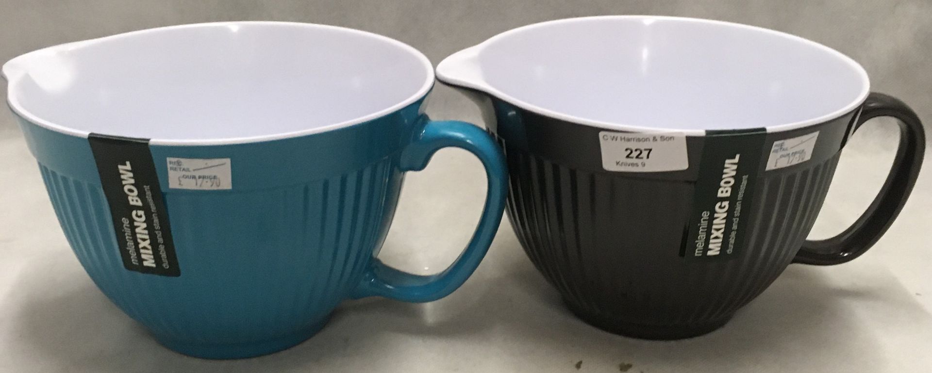 2 x Zeal melamine mixing bowls, blue and
