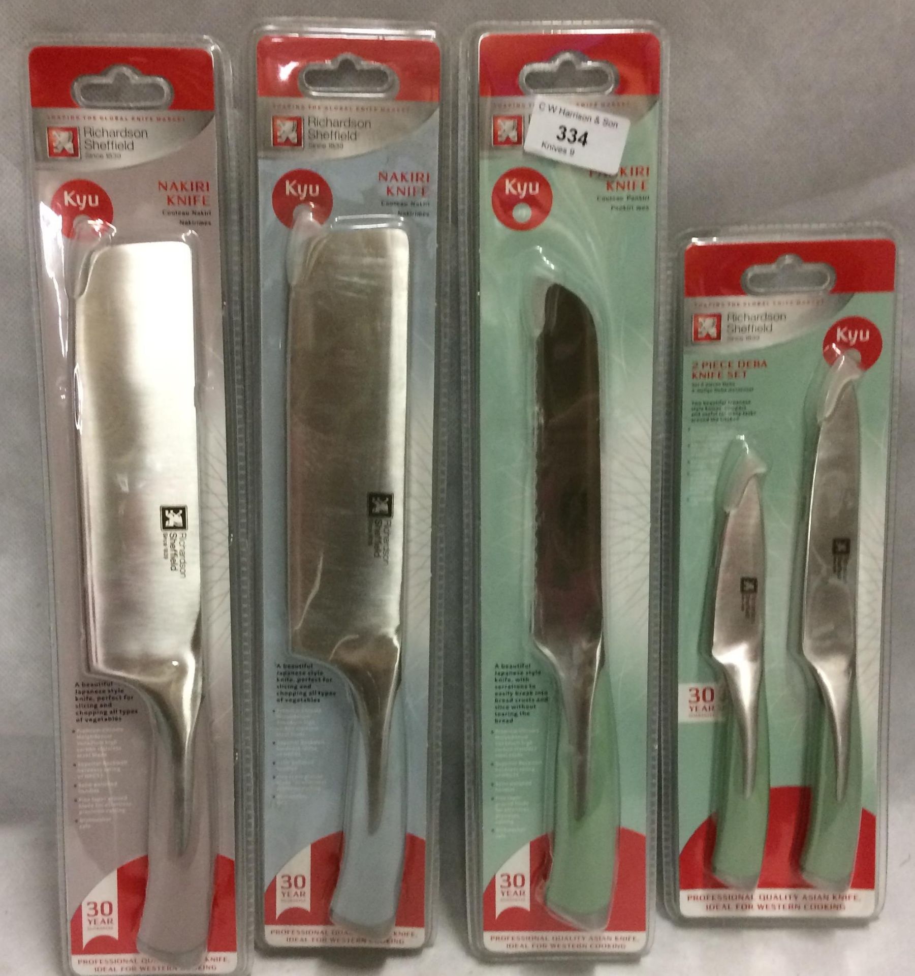 4 x Kyu items - 2 piece Deba knife sets,