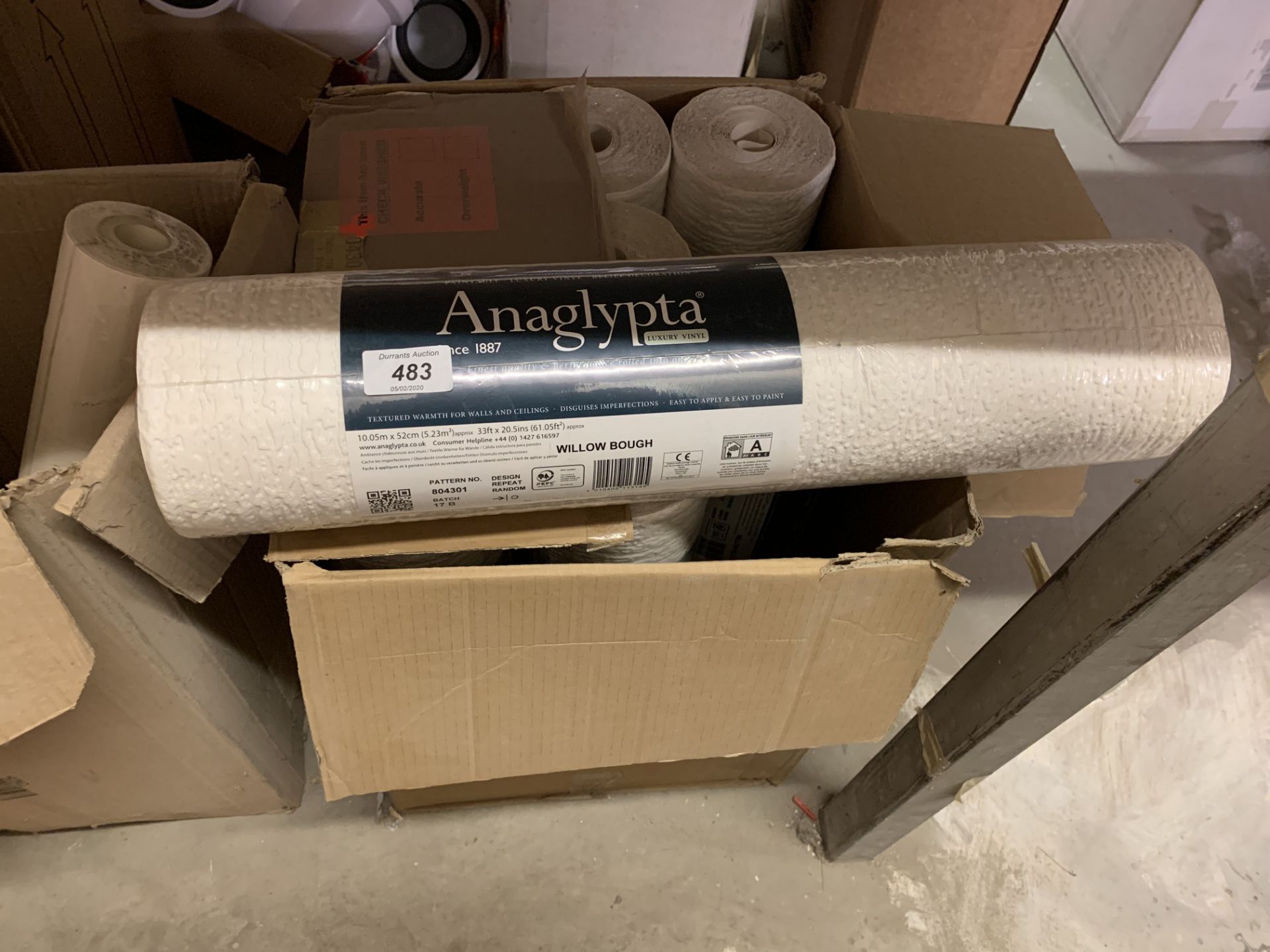 1 box of 9 rolls of Anaglypt luxury vinyl wallpaper 10.