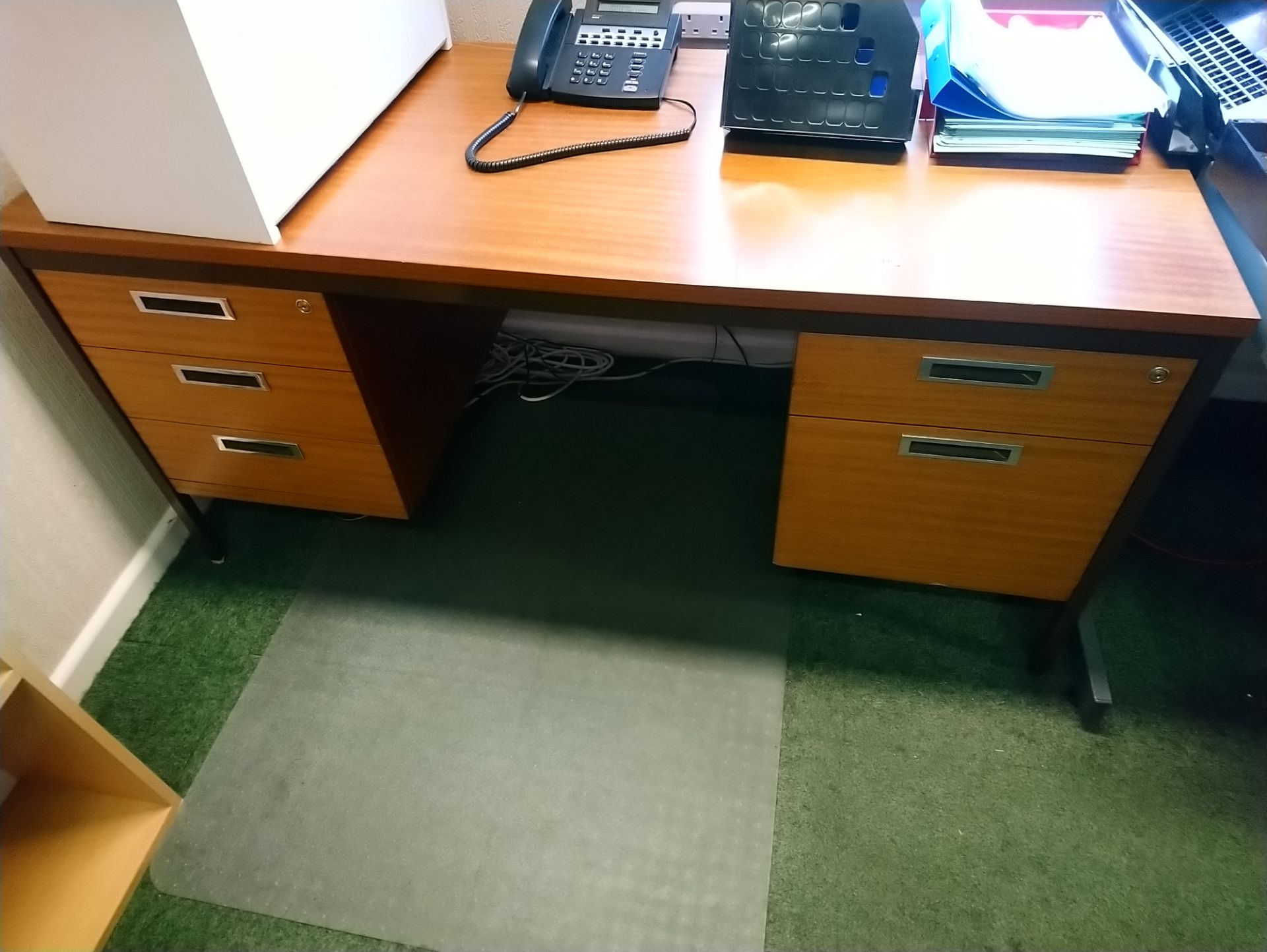 Wooden desk with 5 drawers