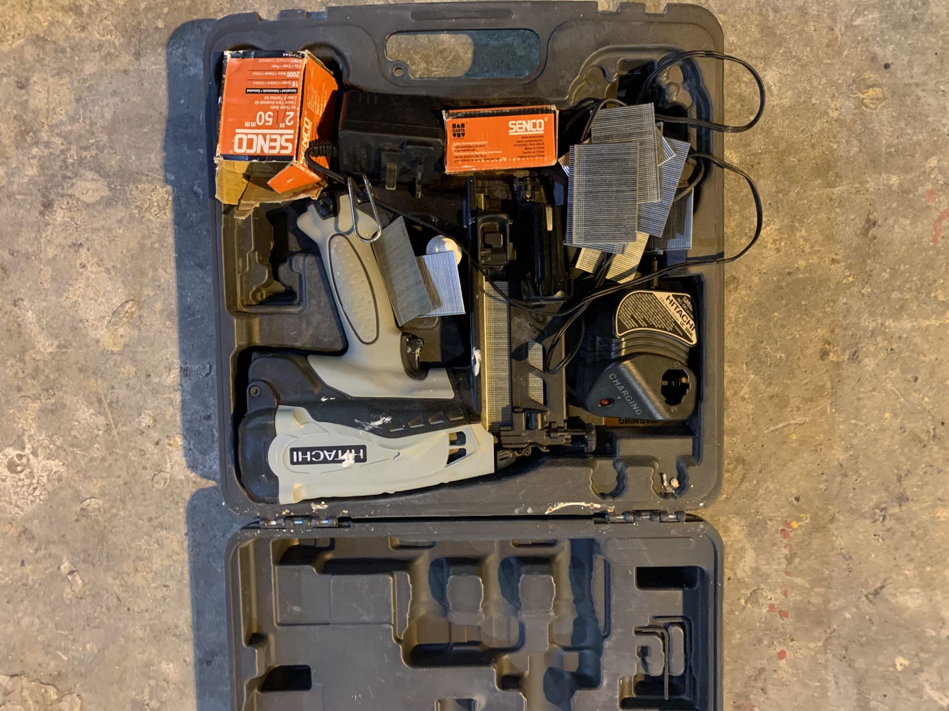 Hitachi Nail Gun with battery and charger - NT65GS Gas Finish Nailer