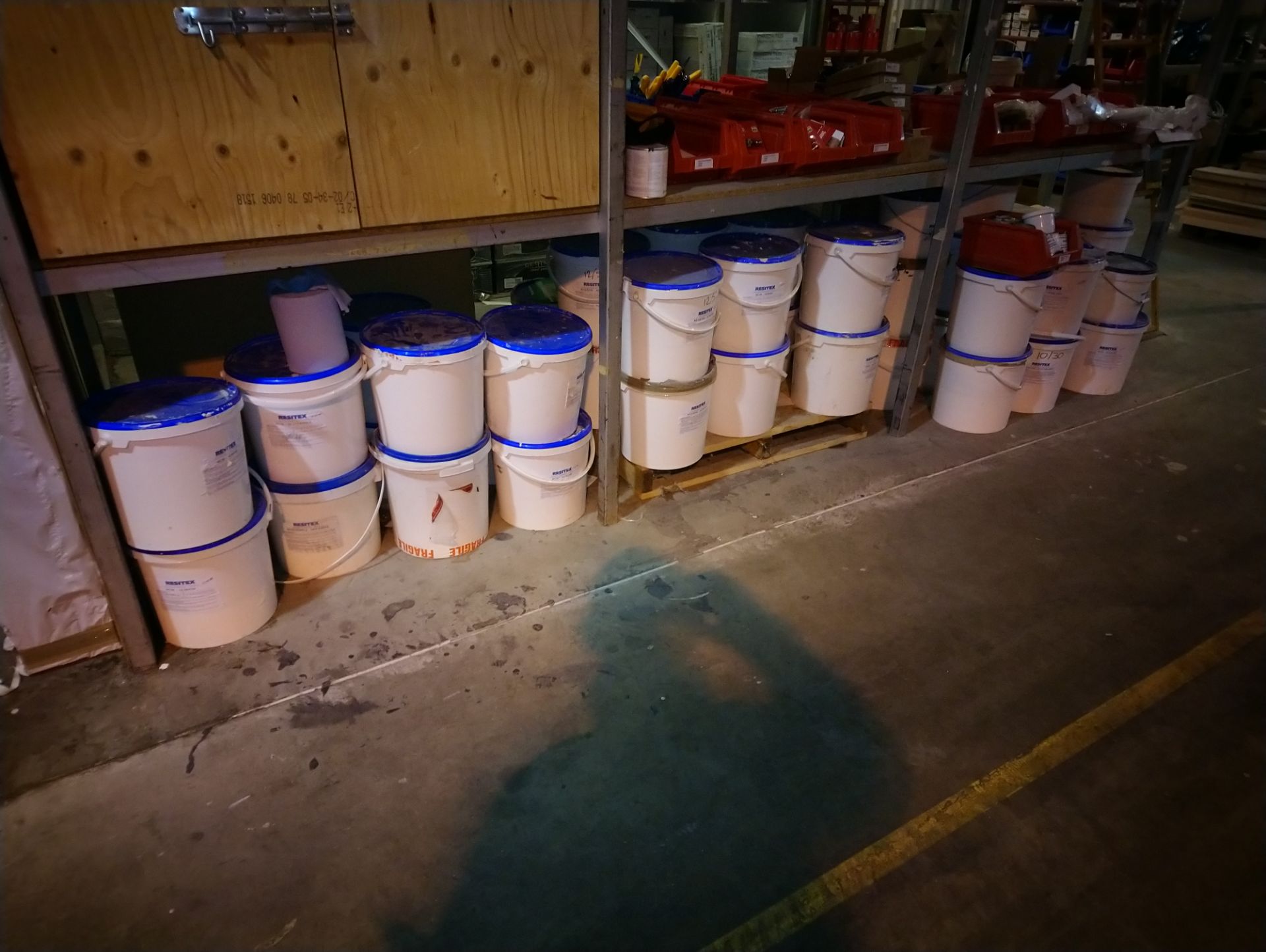 resitex exterior paints approx 30 tubs white, almond, blossom, off white