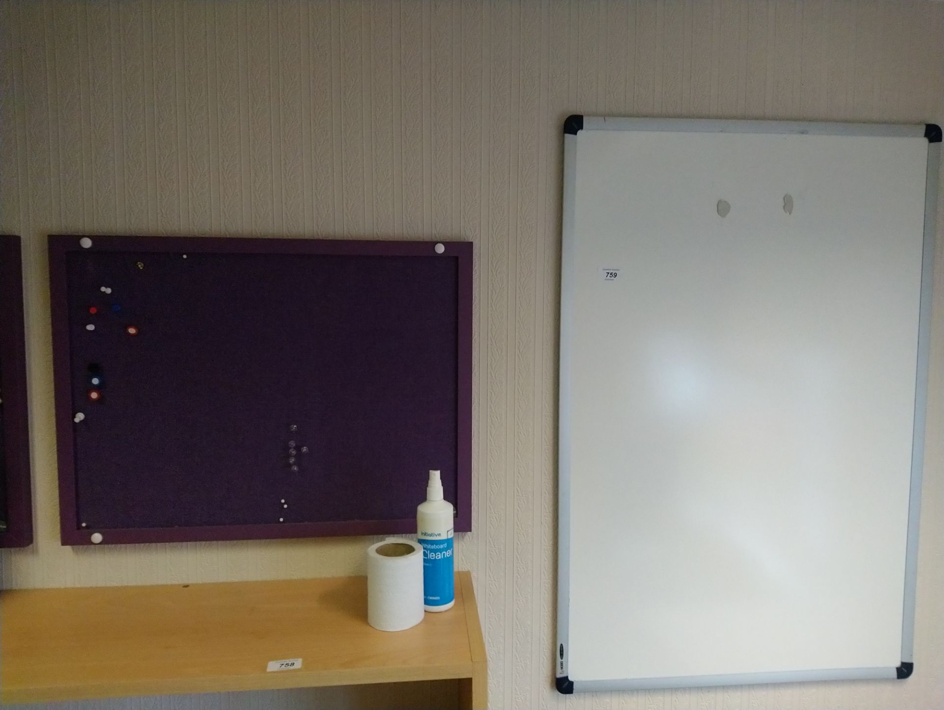 Whiteboard and 2 x pinboards