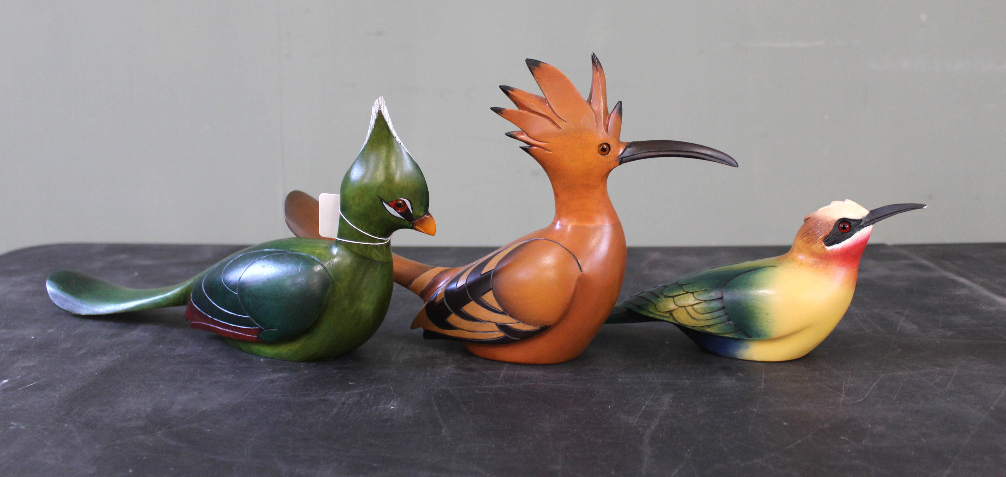 Three various hand carved and painted limited edition Feathers Gallery birds