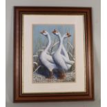 Mark Chester acrylic of White Chinese Geese,