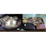 A quantity of silver plated items including gallery tray, bottle coaster,