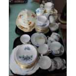 Gainsborough and Royal Vale part tea sets plus other china (two trays)