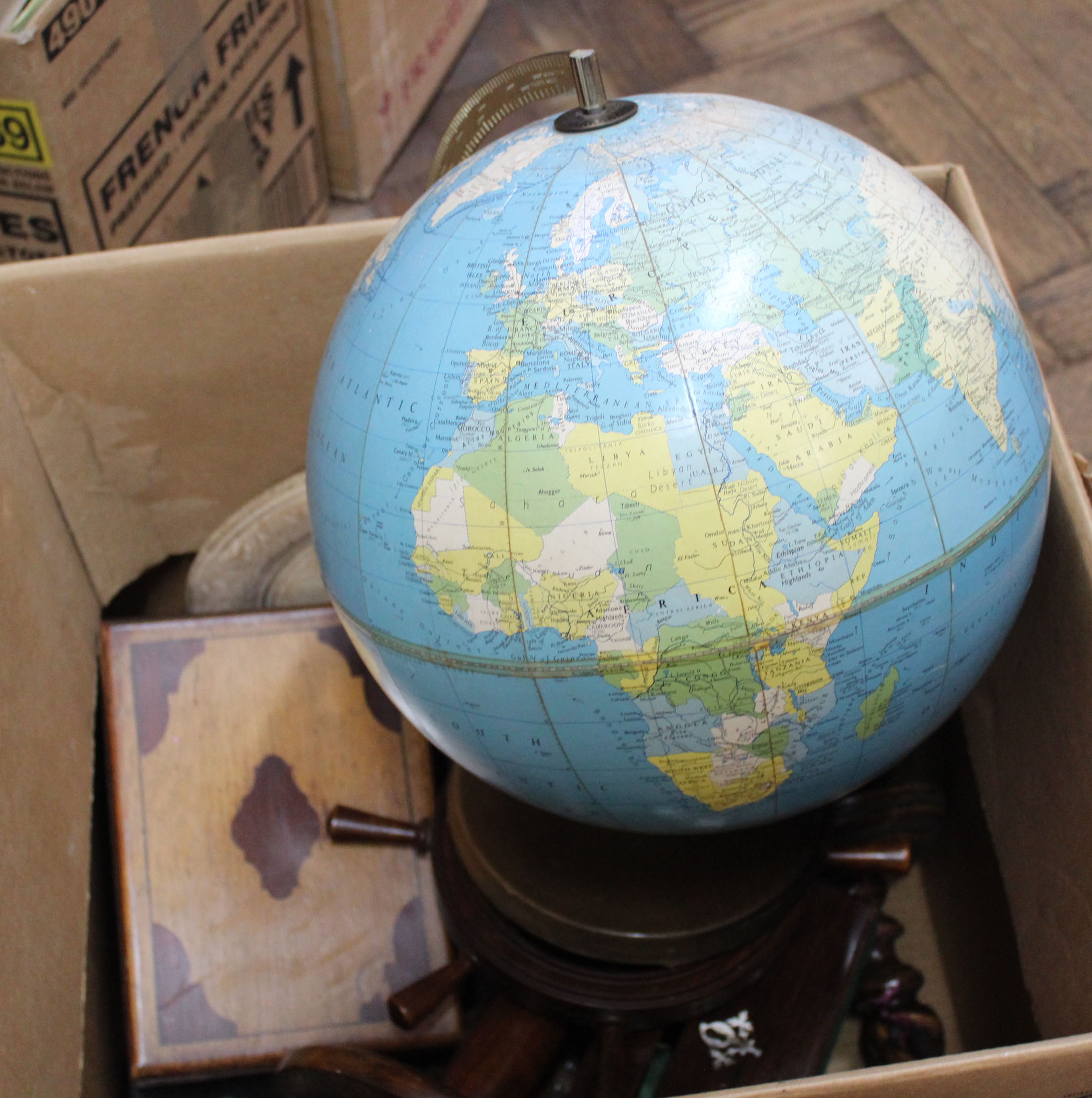 A terrestrial globe plus wooden sundries - Image 2 of 2