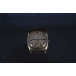 A 9ct gold cased gents watch with presentation inscription (no strap)