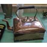 A large 19th Century copper ships square kettle,