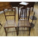 Two mahogany rattan seat chairs,