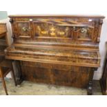 A late 19th Century burr walnut veneered upright piano, J.G.