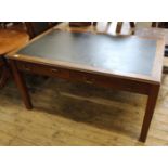 A large mahogany leather topped two drawer writing desk