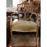 A 19th Century fine satinwood shield back armchair,