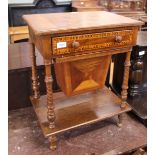 An Edwardian inlaid mahogany workbox with single drawer