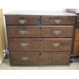 A George II oak chest of five drawers (as found)